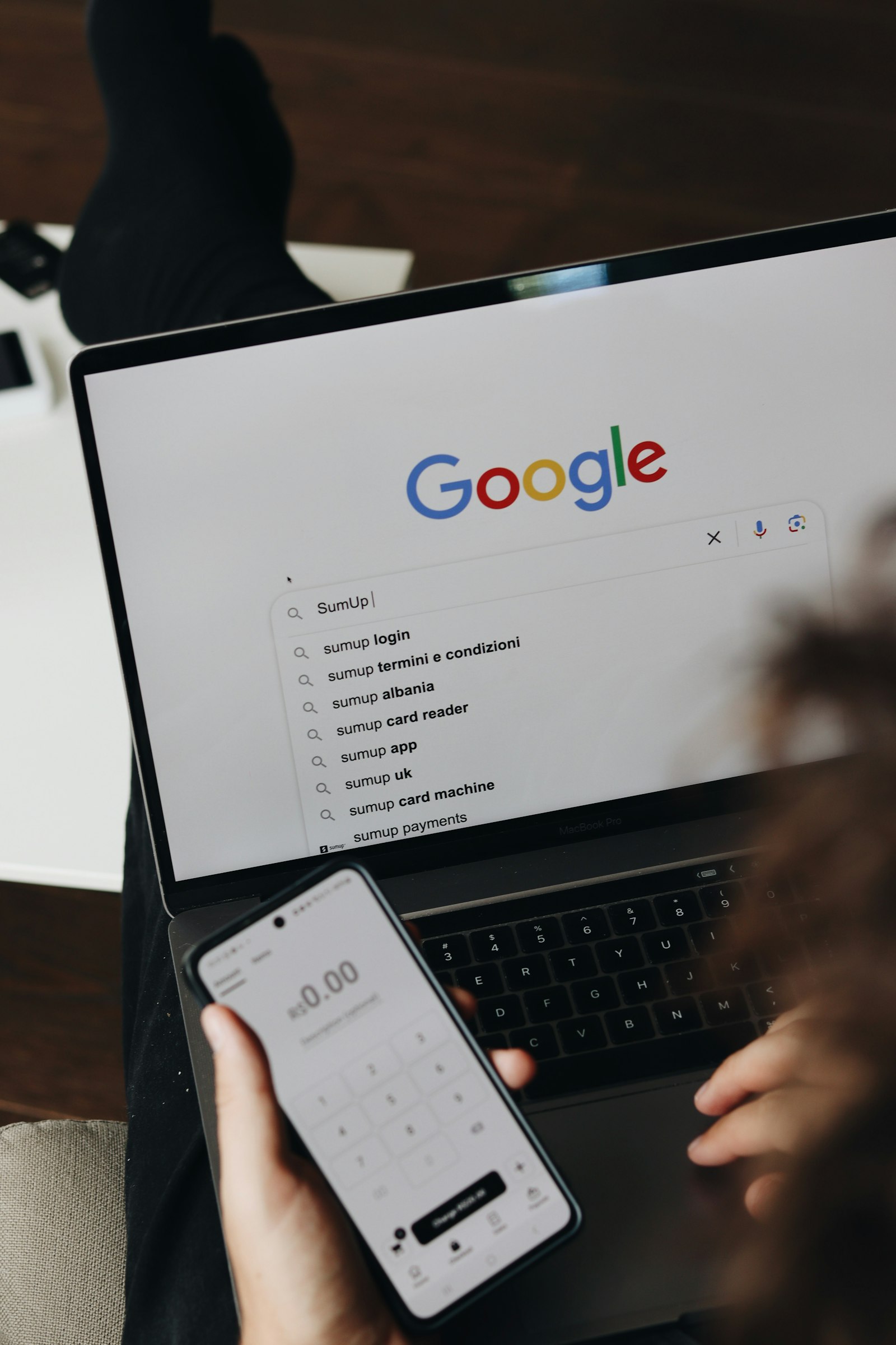 Search results on a laptop screen