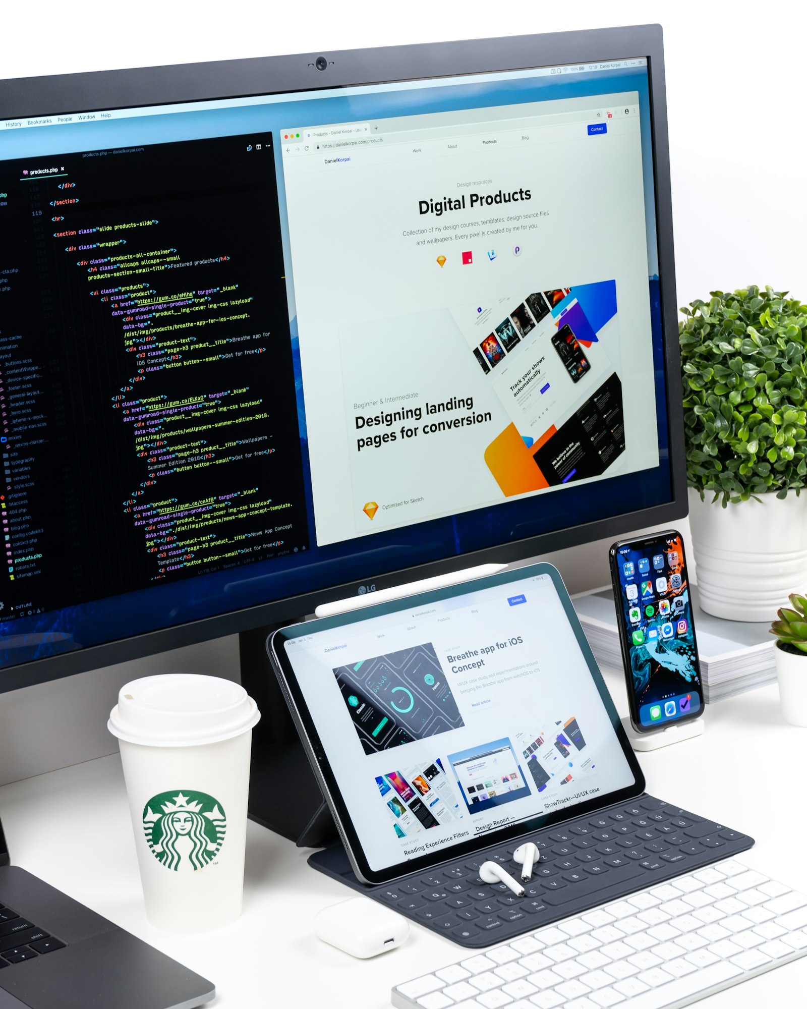 Website page design on a screen